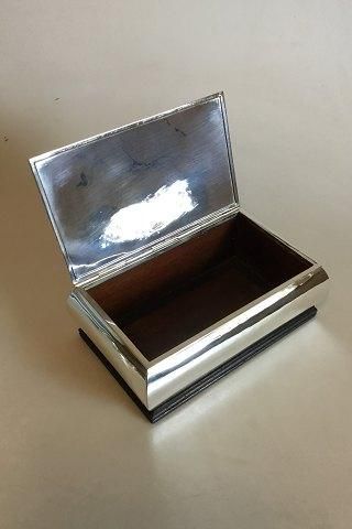 Antique Kay Bojesen 830 S Silver box with bottom and inserts of partially black-painted mahogany
