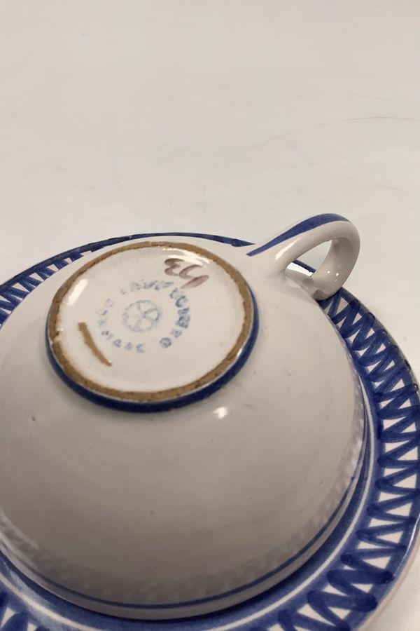 Antique Lars Syberg Ceramics Blue Teacup with saucer
