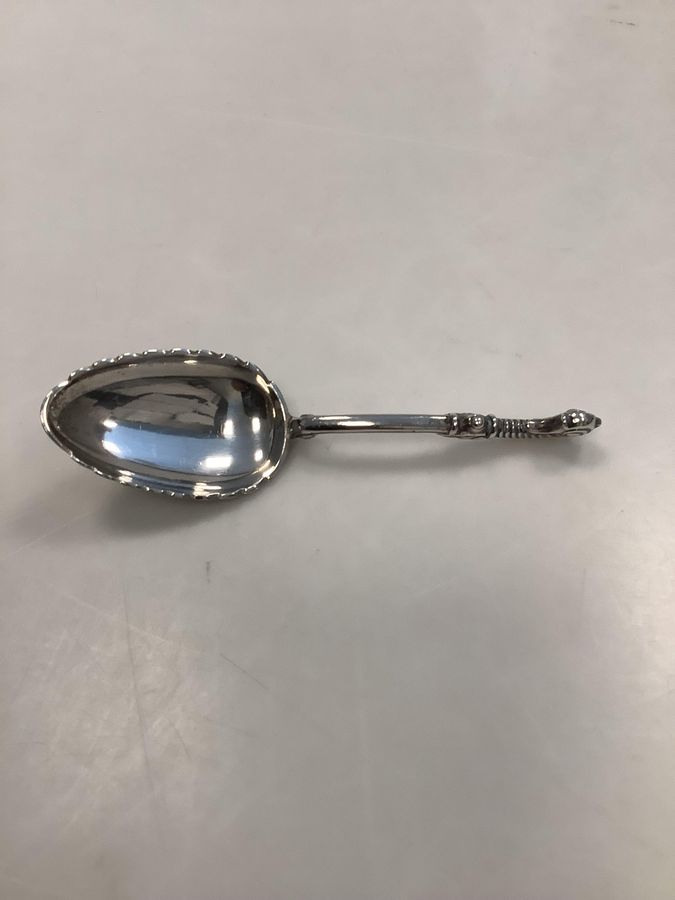 Antique Laurits Berth Silver Tasting Spoon with Viking ornamentation