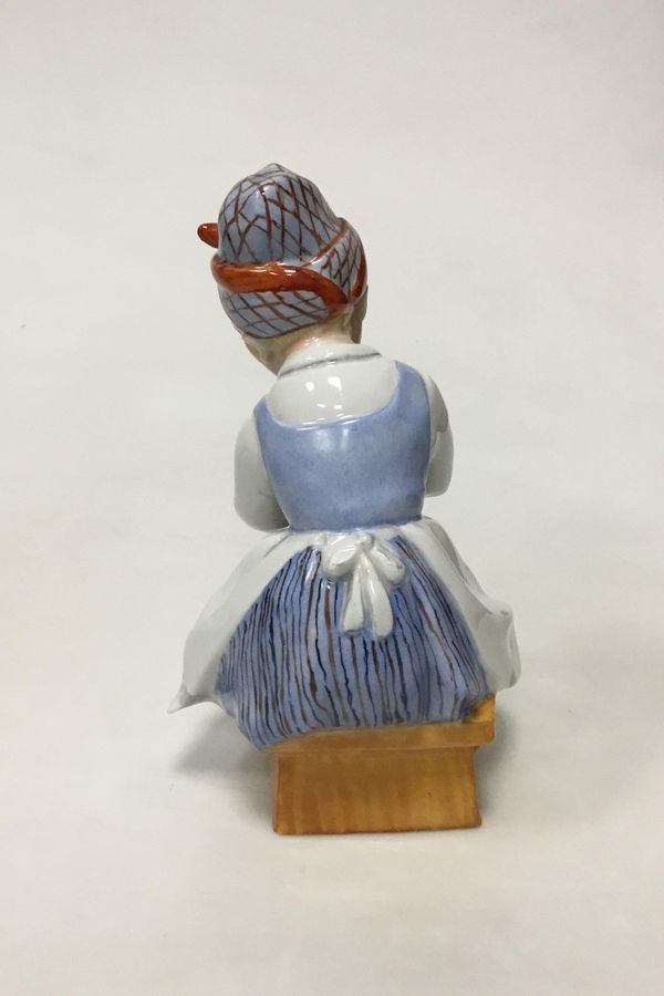 Antique Lippelsdorf porcelain figurine of a woman crocheting