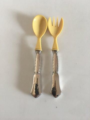 Antique Serving Set in Silver and Horn