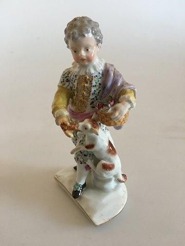 Antique Meissen Figurine Boy with Dog