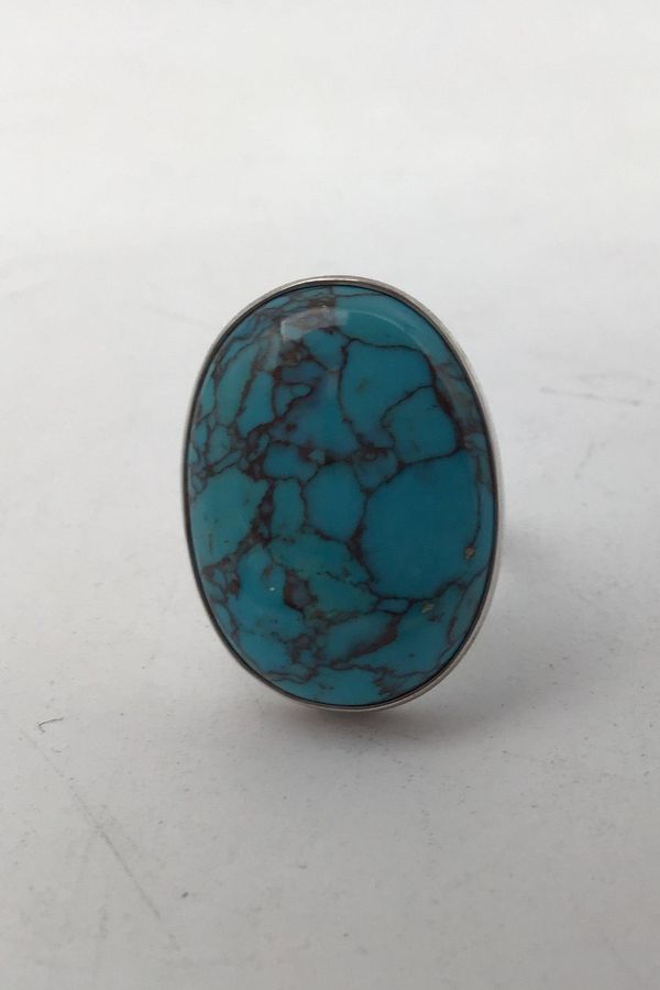 Antique Niels Erik From Sterling Silver Ring with Turquoise