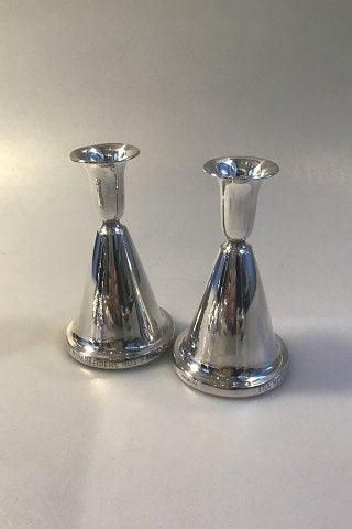 Antique Norway? Partly cone shaped Silver Candlesticks