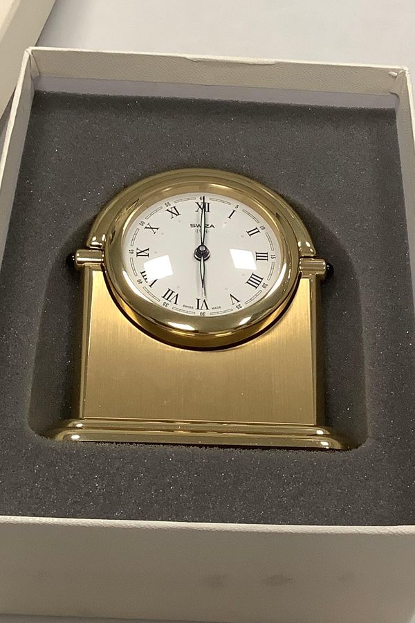 Antique New in box Swiza Table clock no 83241 from Switzerland