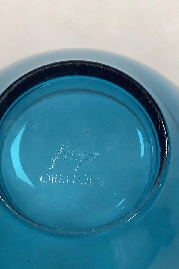 Antique Orrefors Fuga Round Glass Bowl in blue Sweden