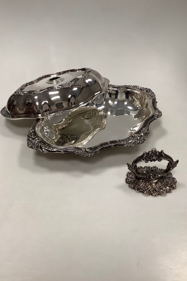 Antique Oval Serving Lidded Dish in Silver Plated