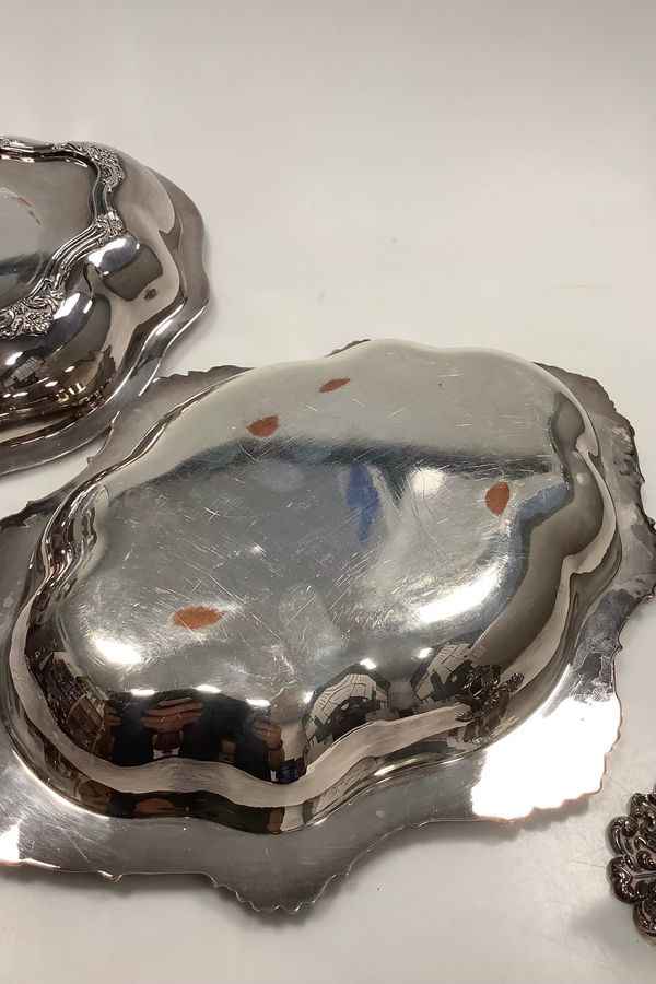 Antique Oval Serving Lidded Dish in Silver Plated
