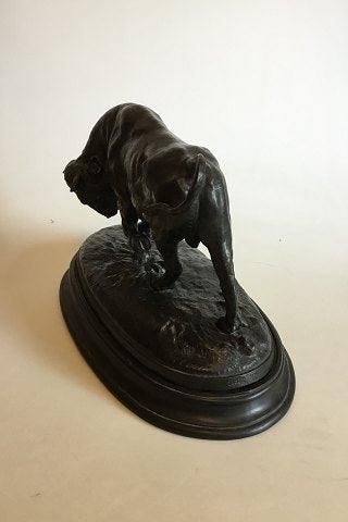 Antique P. Ibsen Black Terracotta Figurine on base of Bull. Signed Lauritz Jensen 1904 No 815. Base No 412