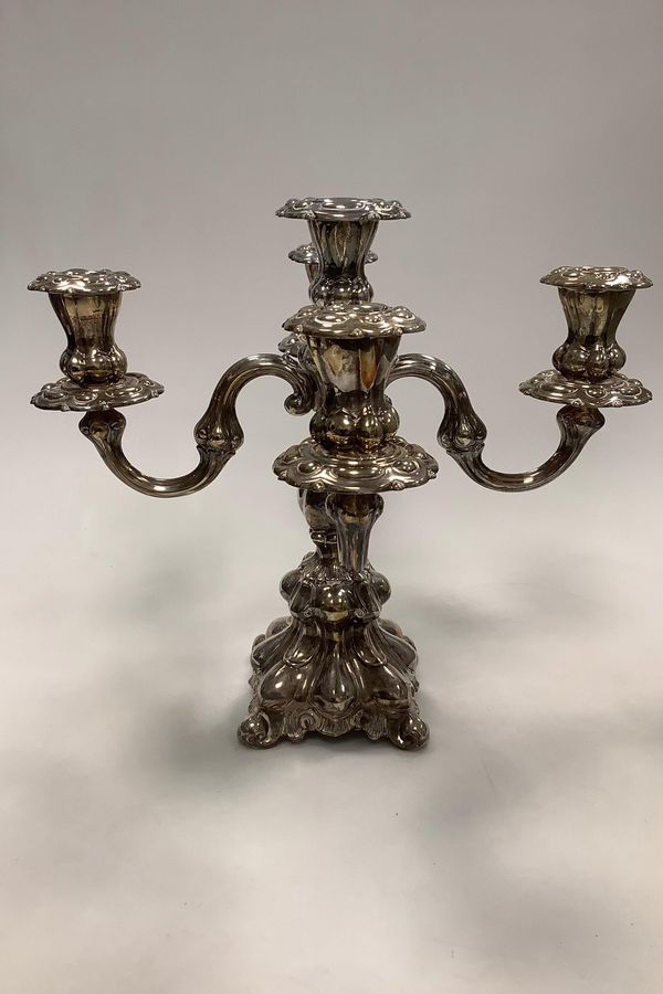 Antique Pair of Danish Silver-plated 5-armed candlesticks