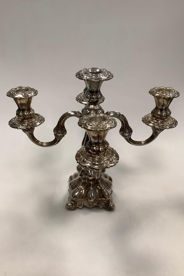 Antique Pair of Danish Silver-plated 5-armed candlesticks