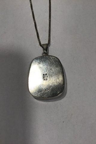 Antique Per Sax Møller Sterling Silver Pendant with stone and chain