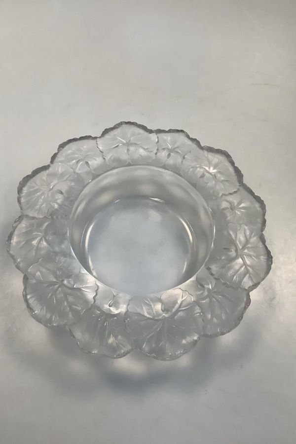 Antique Rene Lalique French Glass bowl with Flower decoration ( frosted )