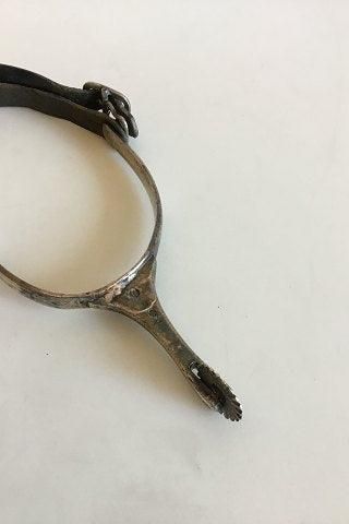 Antique Stirrup with Spur of silver and leather strap.
