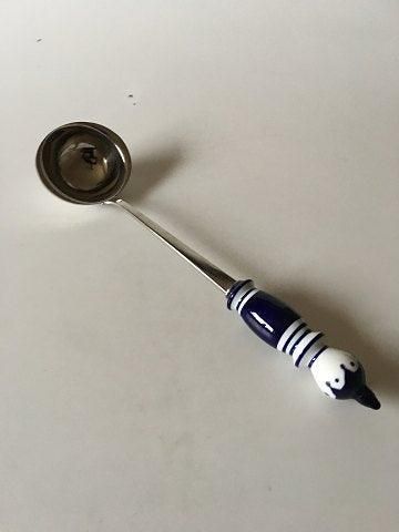 Antique Rosenthal Blue Bjorn Wiinblad Siena Soup Serving Ladle in Ceramic and Stainless Steel