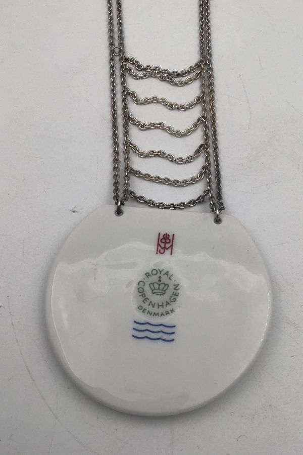 Antique Royal Copenhagen / A. Michelsen Porcelain / Sterling Silver Necklace