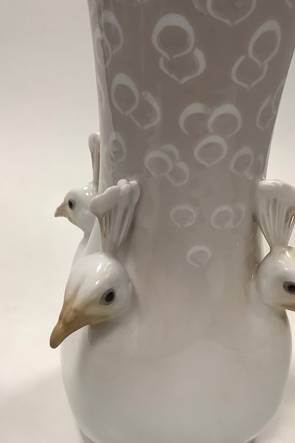 Antique Royal Copenhagen Art Nouveau Vase with Peacock Heads No 390/236