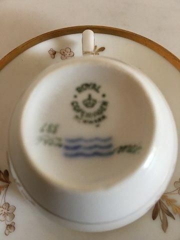 Antique Royal Copenhagen Brown Rose Coffee Cup and Saucer No 9452