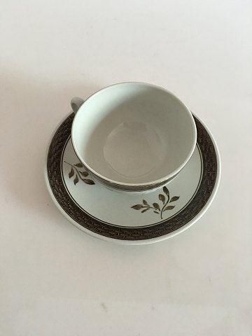 Antique Royal Copenhagen Brown Tranquebar Tea Cup and Saucer No 957