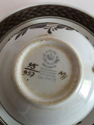 Antique Royal Copenhagen Brown Tranquebar Tea Cup and Saucer No 957