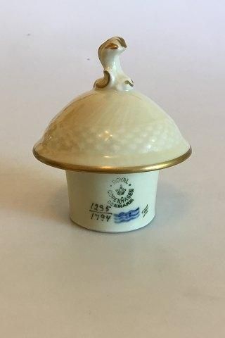 Antique Royal Copenhagen Creme Curved with Gold (Pattern 1235) Coffee Pot No 1794