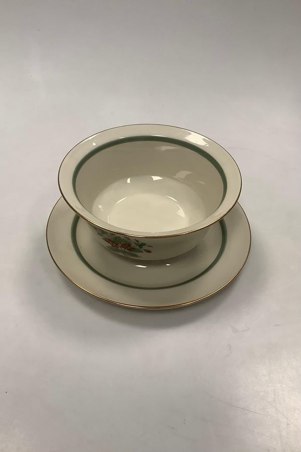 Antique Royal Copenhagen Fensmark Gravy Bowl with Attached Saucer No. 9580