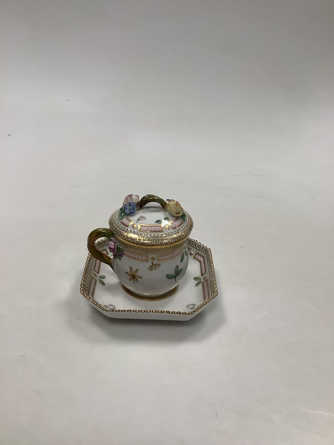 Antique Royal Copenhagen Flora Danica Cream Cup / Mustard Jar No 3514