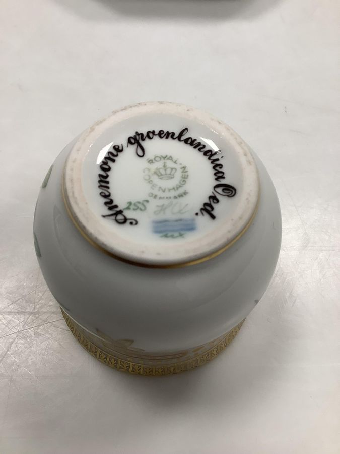 Antique Royal Copenhagen Flora Danica Cream Cup / Mustard Jar No 3514