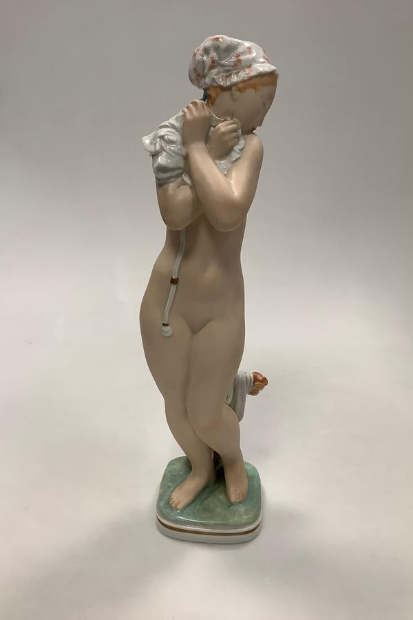 Antique Royal Copenhagen Gerhard Henning overglaze figurine of Bathing Girl No 2428