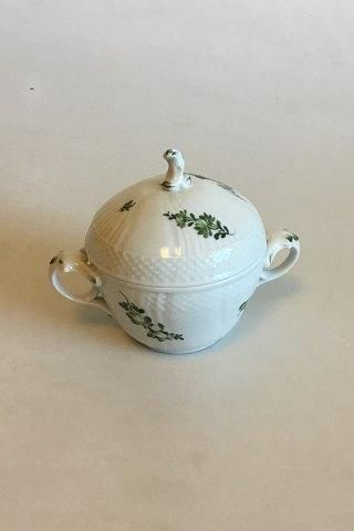 Antique Royal Copenhagen Green Flower Curved Sugar Bowl No 1680