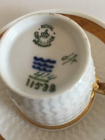 Antique Royal Copenhagen Gold Fan Coffee Cup and Saucer No 11538
