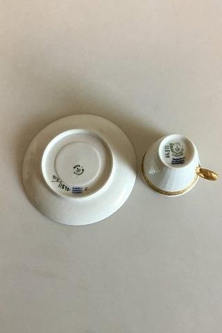 Antique Royal Copenhagen Gold Fan Mocca Cup and Saucer No 414/11540
