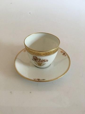 Antique Royal Copenhagen Golden Basket Coffee Cup and Saucer No 9452