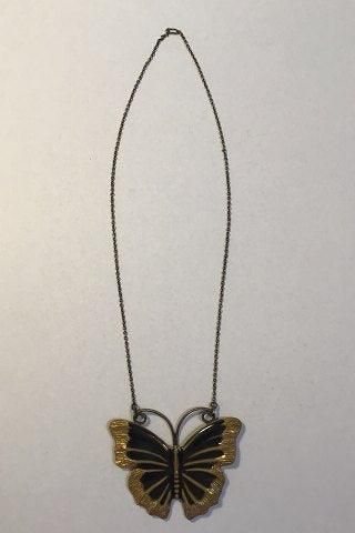 Antique Royal Copenhagen Necklace with Porcelain Butterfly
