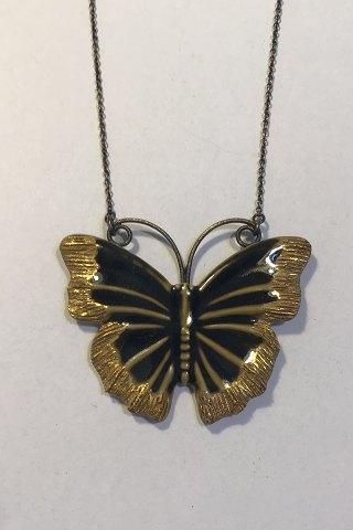 Antique Royal Copenhagen Necklace with Porcelain Butterfly