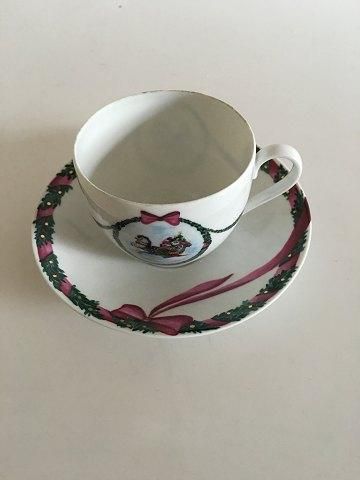 Antique Royal Copenhagen Jingle Bells Coffee Cup and Saucer No 1169081