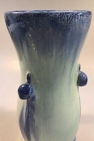 Antique Royal Copenhagen Crystalline vase by Valdemar Engelhardt with 3 Snails No. B314