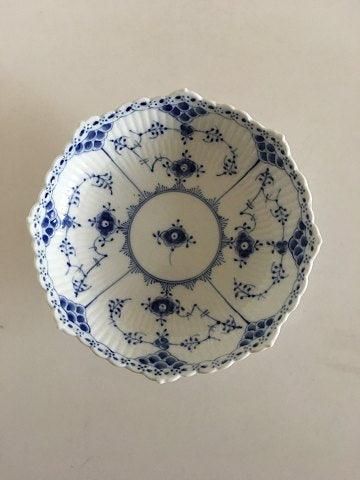 Antique Royal Copenhagen Blue Fluted Half Laced Cake Bowl on Short Foot No 511