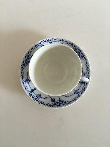 Antique Royal Copenhagen Blue Fluted Half Lace Cup and Saucer No 713