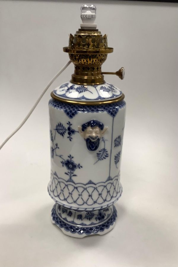 Antique Royal Copenhagen Blue Fluted Half Lace Lamp No 382