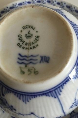 Antique Royal Copenhagen Blue Flute Half Lace Large Tea Cup and Saucer No 656