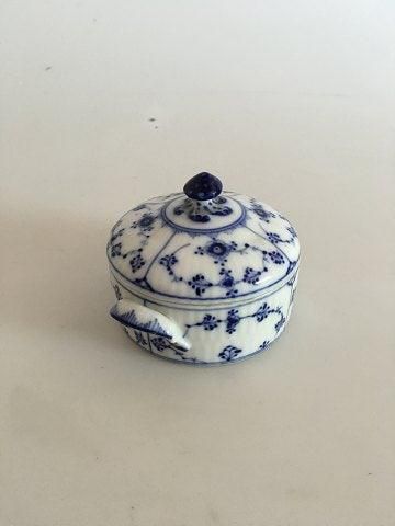 Antique Royal Copenhagen Blue Fluted Plain Butter Jar with Lid No 398