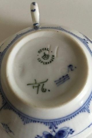 Antique Royal Copenhagen Blue Fluted Plain Tea Cup and Saucer No 76