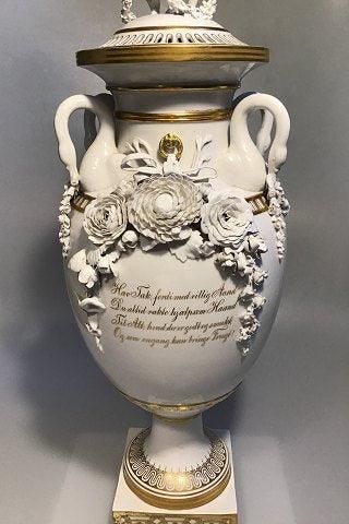 Antique Royal Copenhagen ornamental Vase with swans