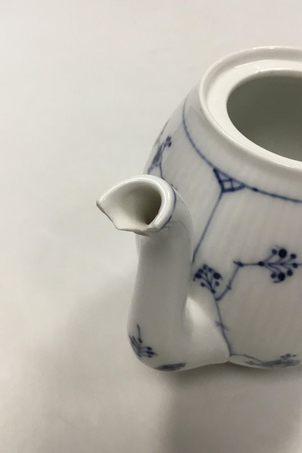 Antique Royal Copenhagen Rare Blue Fluted Small Teapot No 374