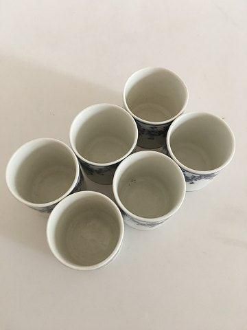 Antique Royal Copenhagen Small Cups with Unique Decoration by Jeanne Grut. Set of 6 cups.