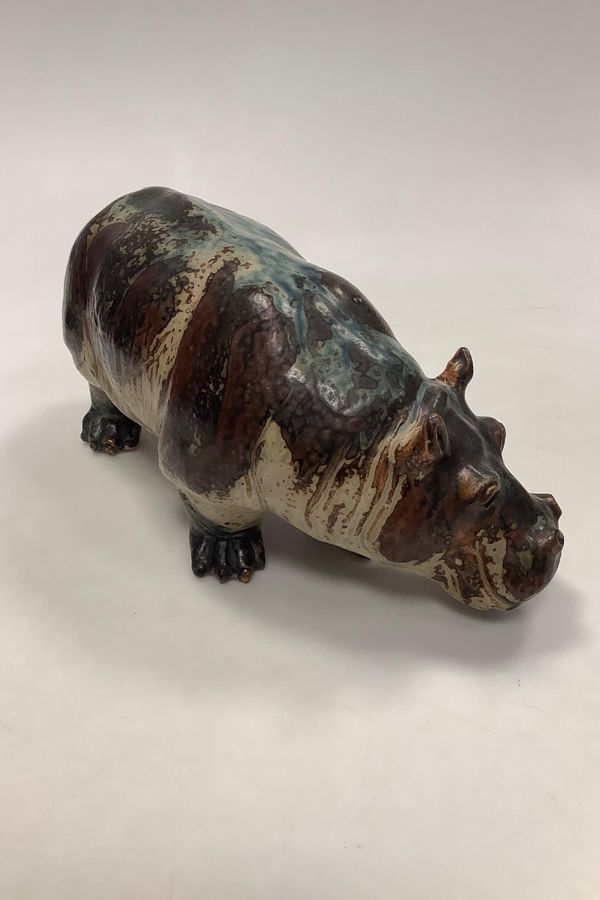 Antique Royal Copenhagen Stoneware figurine Hippopotamus by Knud Kyhn No 20182