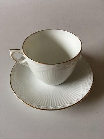 Antique Royal Copenhagen Tradition White Half Lace Coffee Cup and Saucer No 756