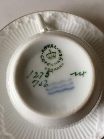 Antique Royal Copenhagen Tradition White Half Lace Coffee Cup and Saucer No 756