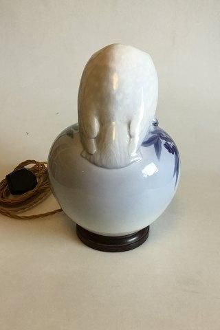 Antique Royal Copenhagen Owl on Ball as a lamp from 1914